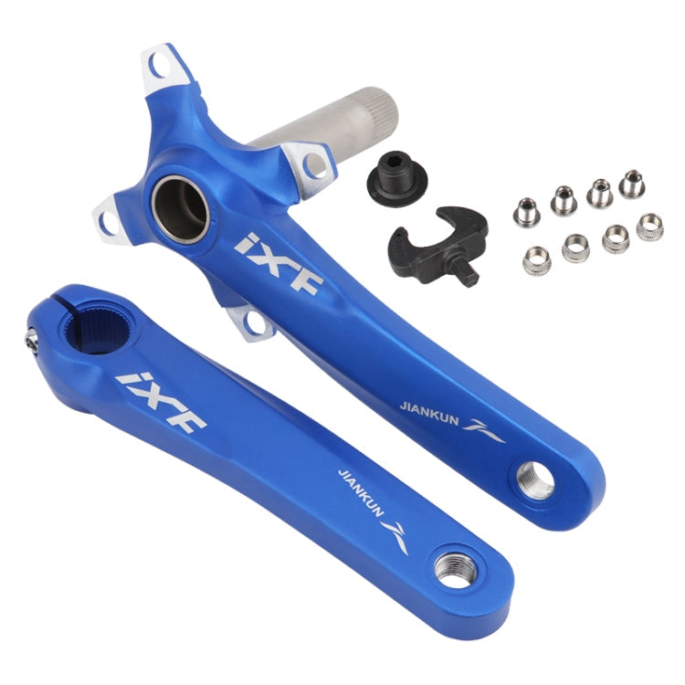 JIANKUN IXF Mountain Bike Hollow Crank Modified Single-plate Left and Right Crankshaft Bottom Axle (Blue)