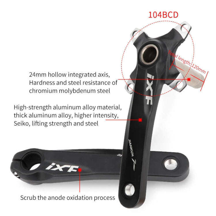 JIANIKUN IXF Mountain Bike Hollow Crank Modified Single-plate Left and Right Cranks Crankshaft Bottom Axle - Red