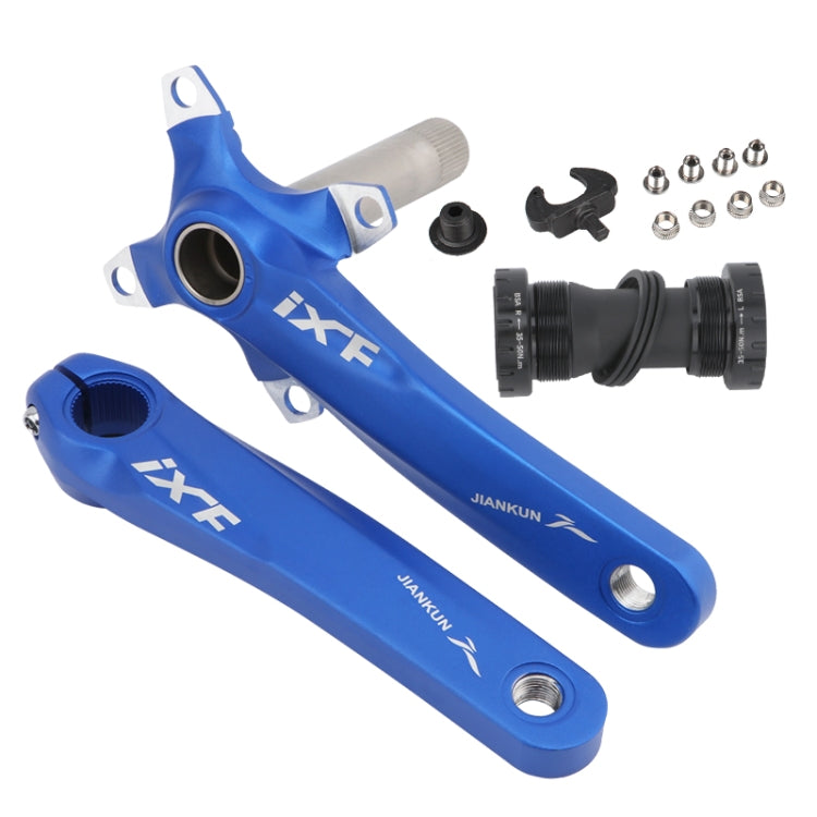 Mountain Bike Hollow Crank Set with Left and Right Crankshaft - Blue