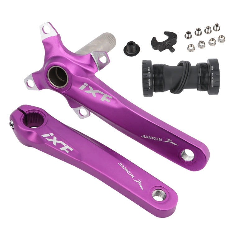 JIANXUN IXF Mountain Bike Hollow Crank - Left and Right Cranks with Bottom Bracket (Purple)