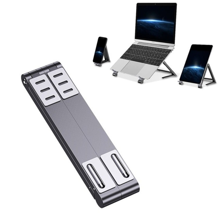 Gray Aluminum Alloy Laptop Stand with Multi-Level Height Adjustment