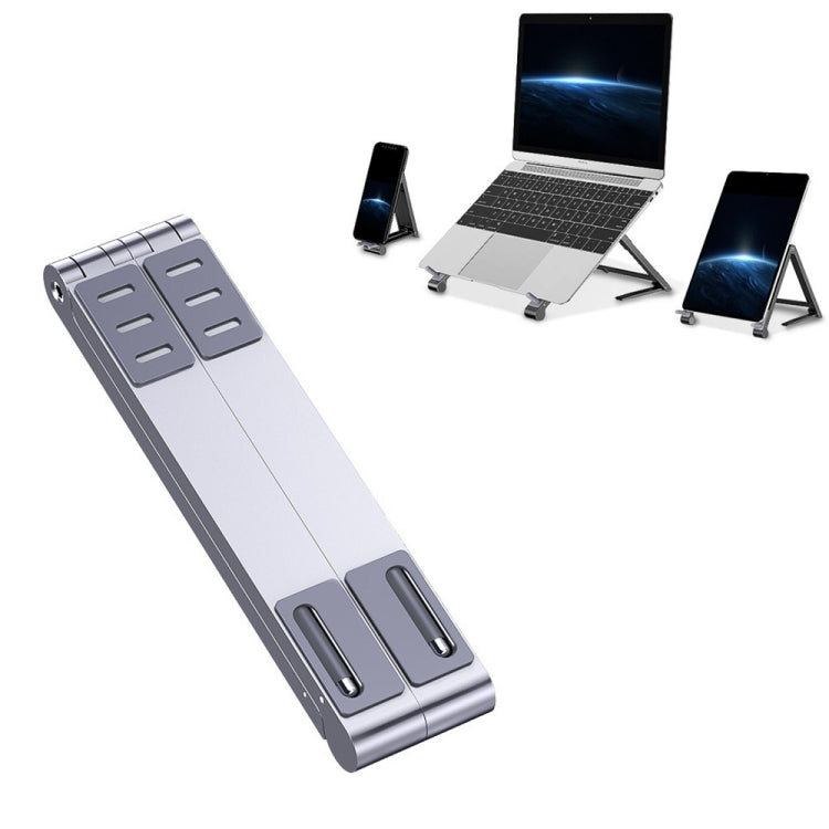 Folding Aluminum Laptop Stand with Adjustable Height and Non-slip Base (Silver)