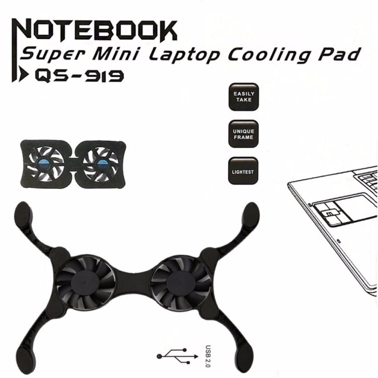 USB-Powered Mini Laptop Cooling Pad with Double Quiet Fans and Universal Compatibility
