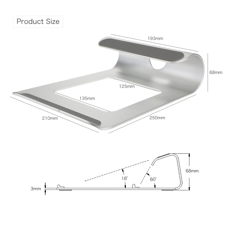 Ergonomic Aluminum Laptop Stand with Cooling Feature for MacBooks, Laptops, Tablets, and Smartphones