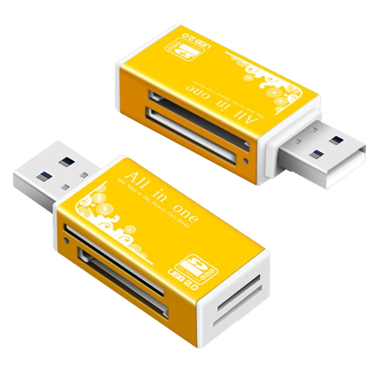 Gold Multi-in-1 Memory SD Card Reader with Wide Compatibility