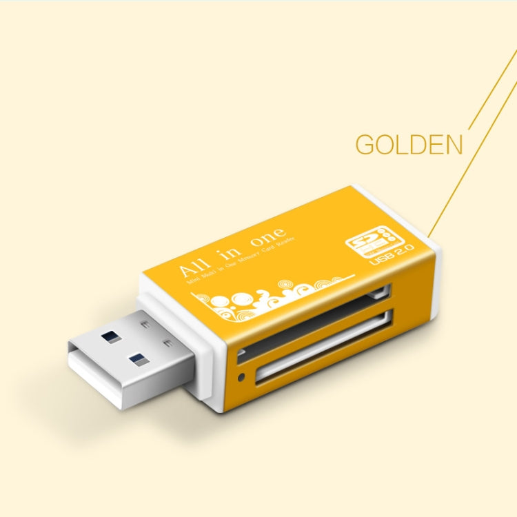 Gold Multi-in-1 Memory SD Card Reader with Wide Compatibility