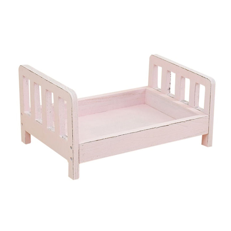 Newborns Wooden Bed for 100-Day Photography Props (Pink)