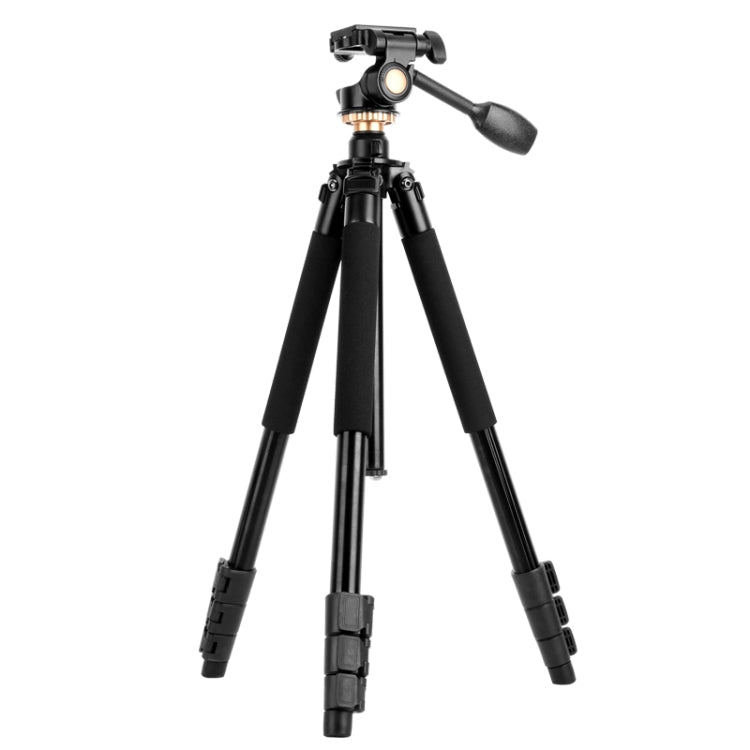 Q338 4-Section Folding Legs Live Broadcast Aluminum Alloy Tripod With Three-dimensional Head