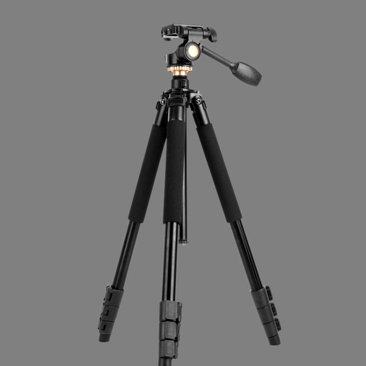 Q338 4-Section Folding Legs Live Broadcast Aluminum Alloy Tripod With Three-dimensional Head