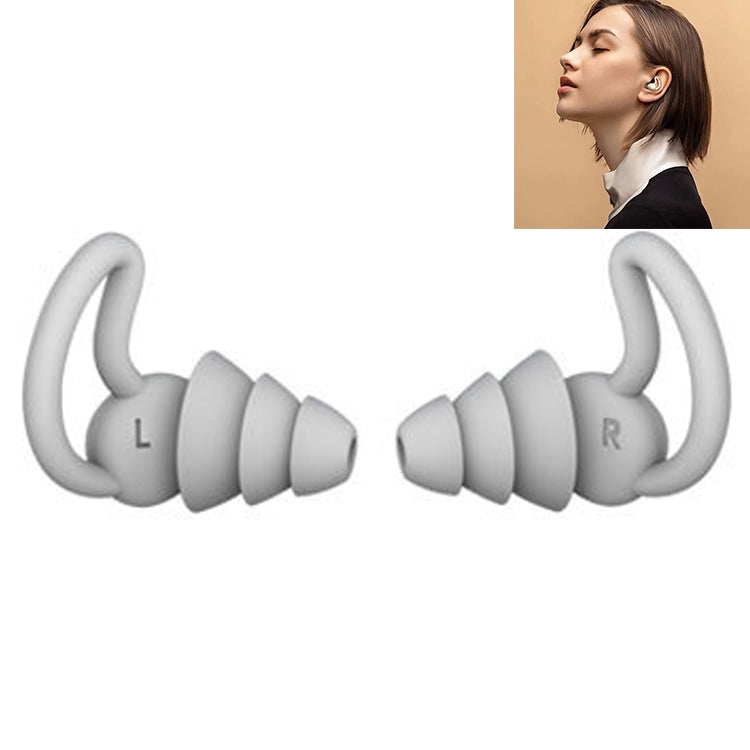 Shark Fin Anti-Falling and Noise-Reducing Earplugs - 4 PCS / 2 Pair (Gray, 3 Layers)