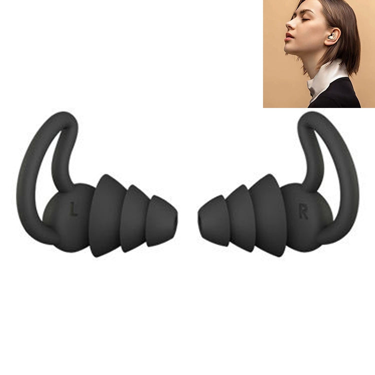 Shark Fin Anti-Falling and Noise-Reducing Earplugs for Peaceful Sleep and Noise Cancellation (Black, 3 Layers)