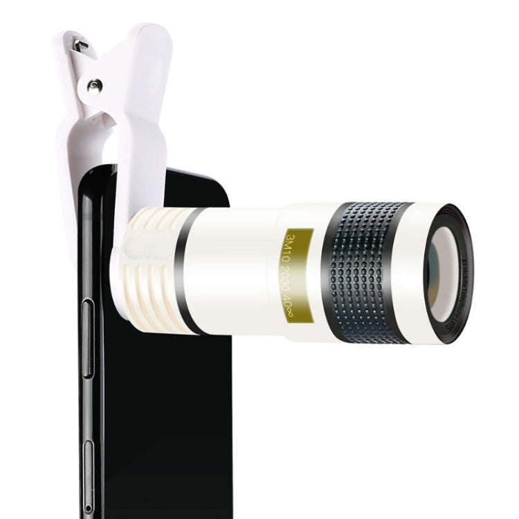 12X Telephoto Telescope Camera Zoom Lens for Mobile Phones (White)