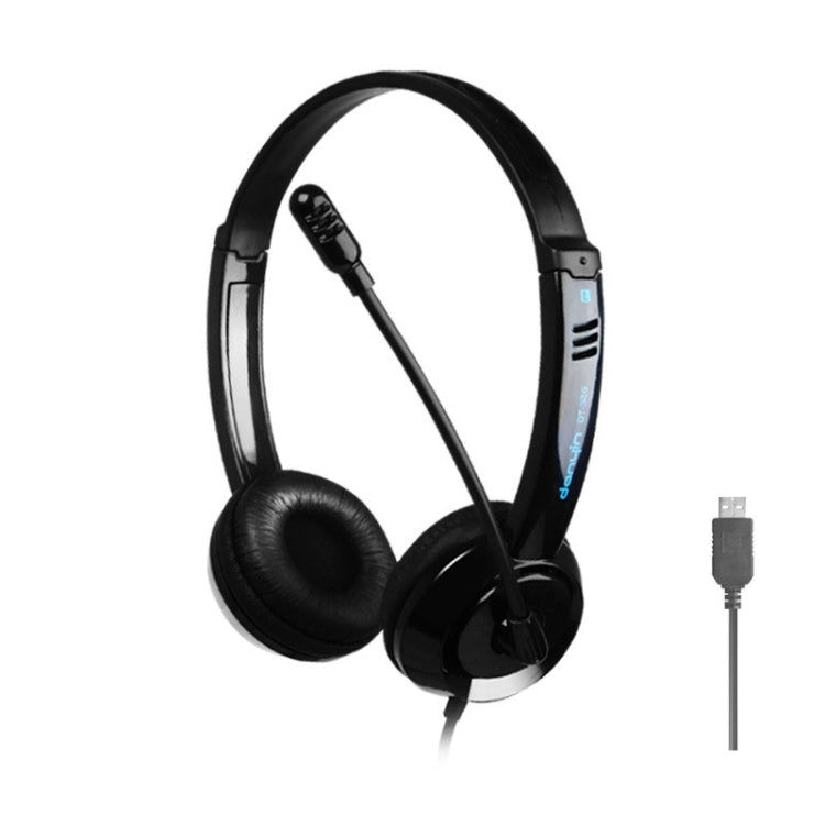 DANYIN DT326 Head-mounted Desktop Computer Wire Headset with Microphone, 1.8m Cable Length, USB Style (Black)