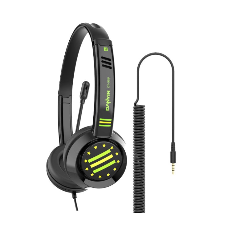 DANYIN DT326 Head-mounted Desktop Computer Children Learning Wire Headset with Microphone - Star Flag (Black)
