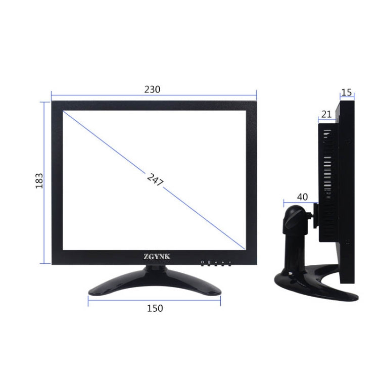 ZGYNK B1042 Portable High-Definition Metal Monitor Display - 9.7 inch with VGA AV HDMI BNC