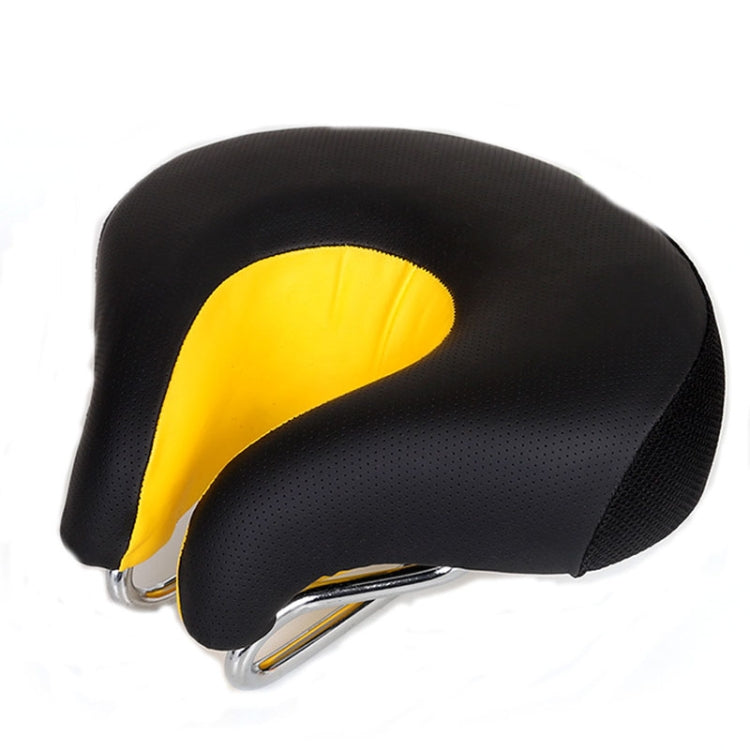 Mountain Bike Noseless Bicycle Saddle with Thick Soft Cushion - Yellow