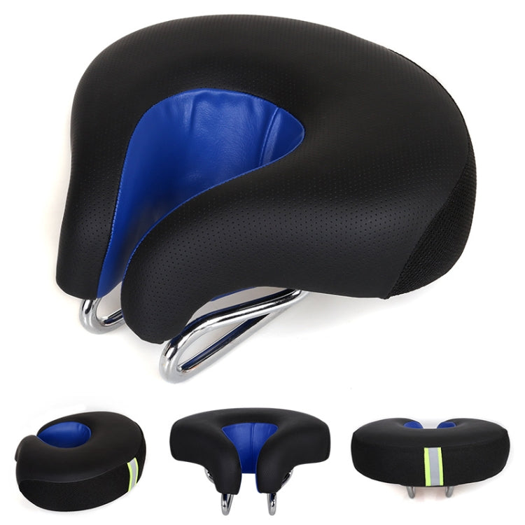 Noseless Mountain Bike Saddle with Thickened Soft Cushion in Blue