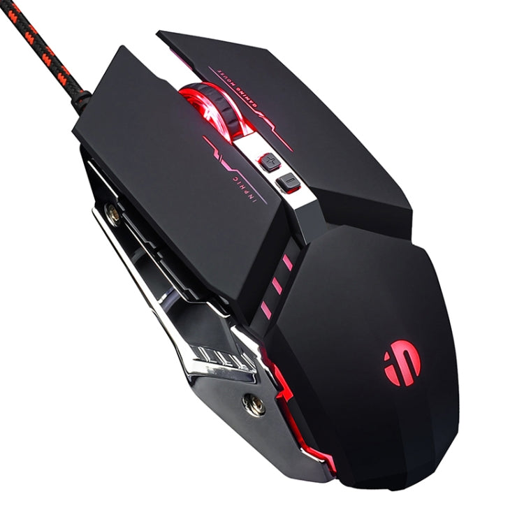 Inphic PW2 4000 DPI 6 Keys Home Office Luminous Macro Programming USB Computer Mechanical Game Wired Mouse (Black)