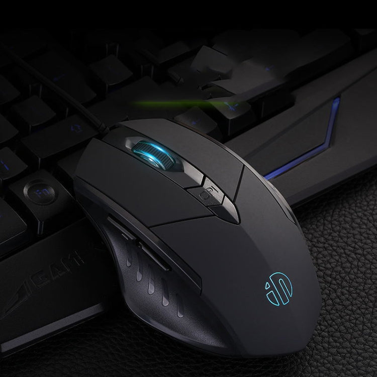 Inphic PW1 Game Mute Macro Definition Illuminated Wired Mouse, 1.5m Cable Length (Black Game Version)