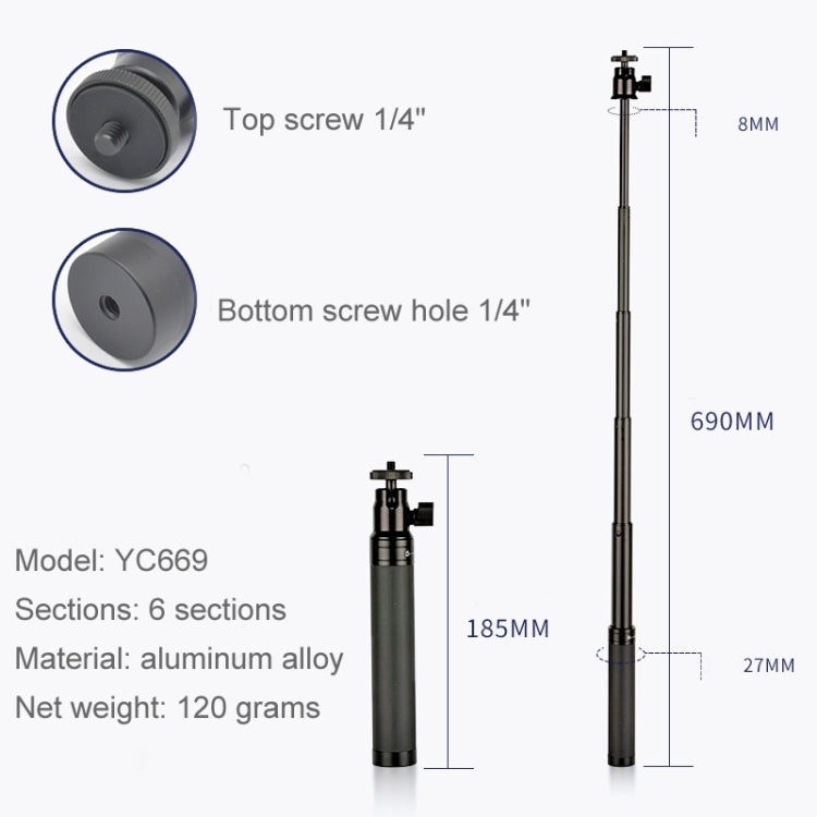 YC669 PTZ Extension Rod Stabilizer for Feiyu Gimbals and DJI Osmo Pocket