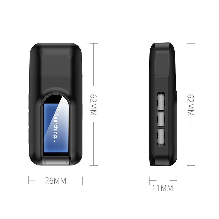 BT201 Bluetooth 5.0 USB 2-in-1 Audio Receiver Transmitter with LCD Display