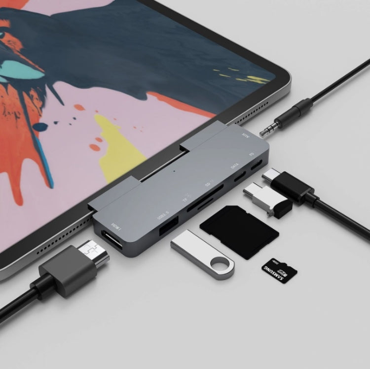 7-in-1 Multifunctional Extension HUB Adapter for iPad Pro (Gray)