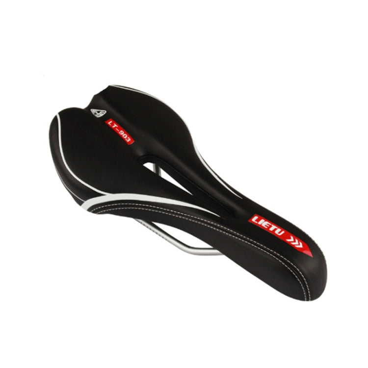 LUETU 903 Bicycle Hollow Seat Cushion - Black and White Mountain Bike Saddle with Adjustable Seat Frame