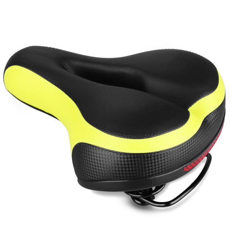 Reflective Spring Saddle Mountain Bike Seat with Reflective Tail Light (Black Green)