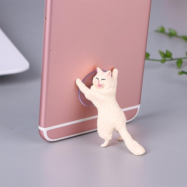 Cute Cat Smartphone Holder with 60 Sucker Design Pieces (White)