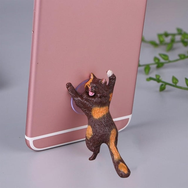 Cute Cat Smartphone Holder with Sucker Design (Brown Orange, 60 PCS)