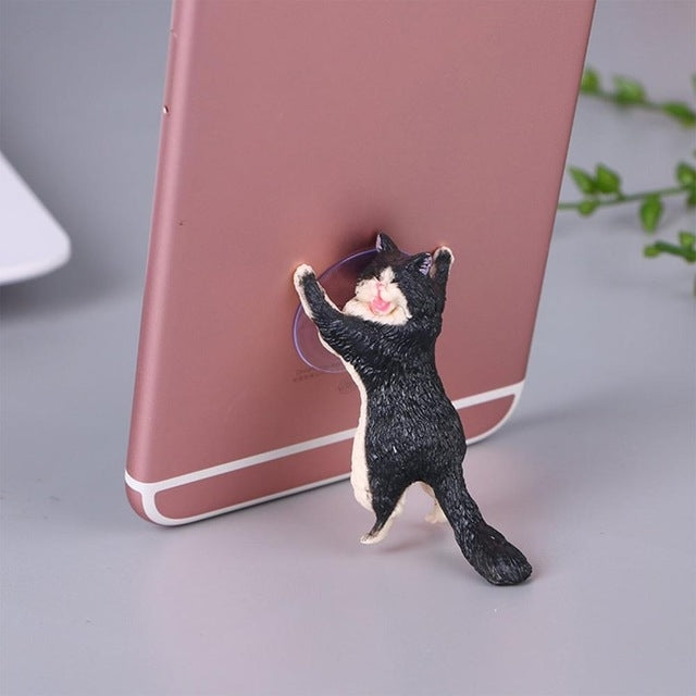 60 Pieces Cute Cat Smartphone Holder with Sucker Design (Black)