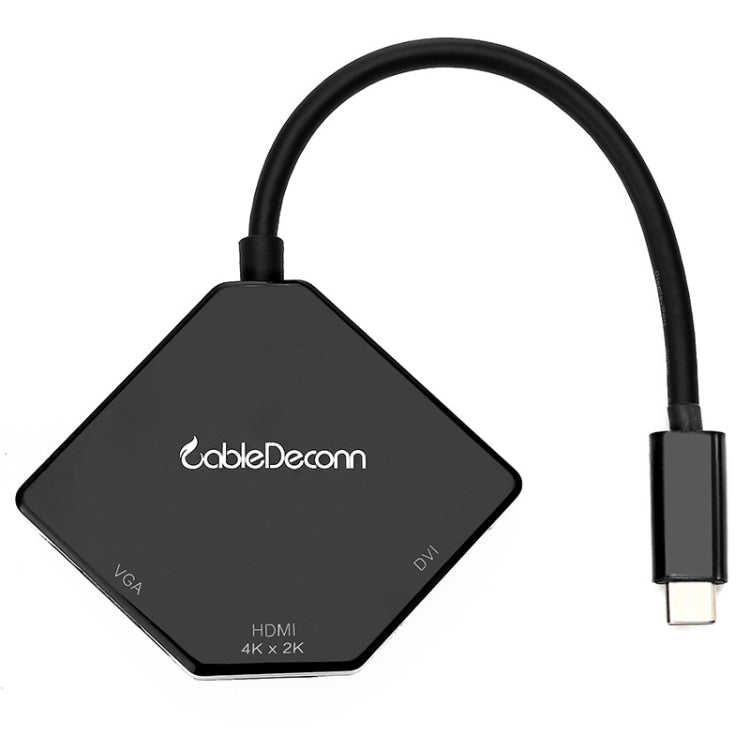 3-in-1 Type-C to VGA / HDMI / DVI Adapter by Cabledeconn (Black)