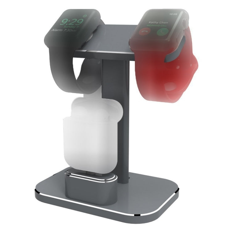 3-in-1 Multifunctional Metal Desktop Stand for iWatch / iPods (Space Gray)