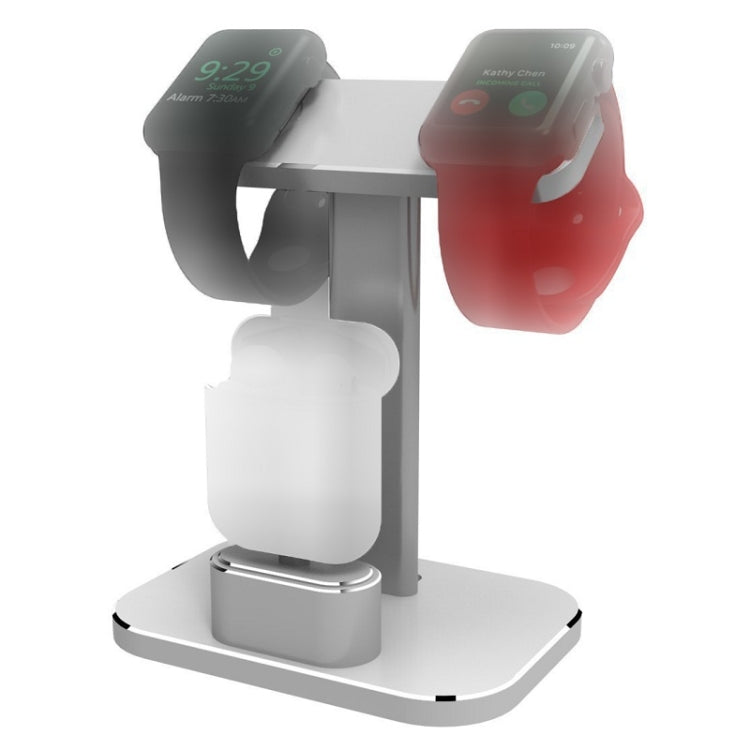 Multifunctional Metal Desktop Stand with Wireless Charging for iWatch / iPods (Noble Silver)