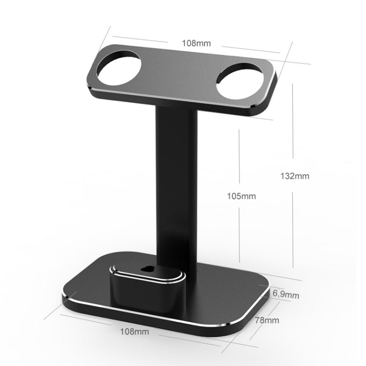 3-in-1 Multifunctional Metal Desktop Stand for iWatch / iPods (Space Gray)