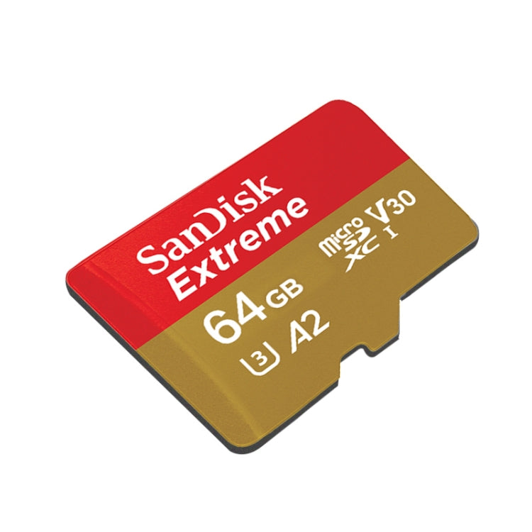 SanDisk U3 High-Speed Micro SD Card  TF Card Memory Card for GoPro Sports Camera, Drone, Monitoring 64GB(A2), Colour: Gold Card