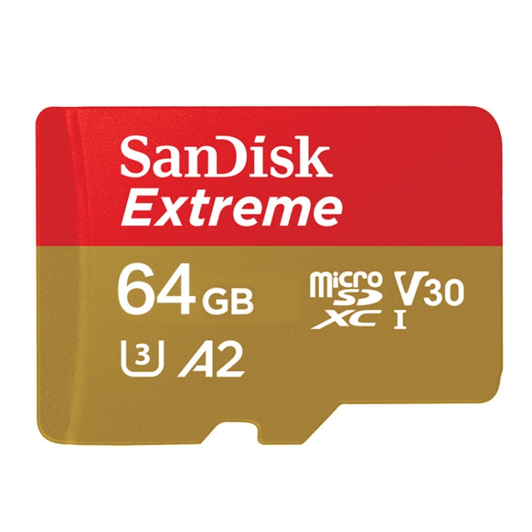 SanDisk U3 High-Speed Micro SD Card  TF Card Memory Card for GoPro Sports Camera, Drone, Monitoring 64GB(A2), Colour: Gold Card