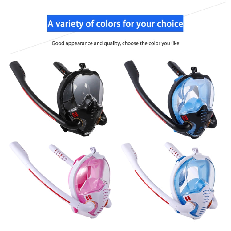 Dual Tube Silicone Snorkeling and Diving Mask for Adults - S/M(Black/Blue)