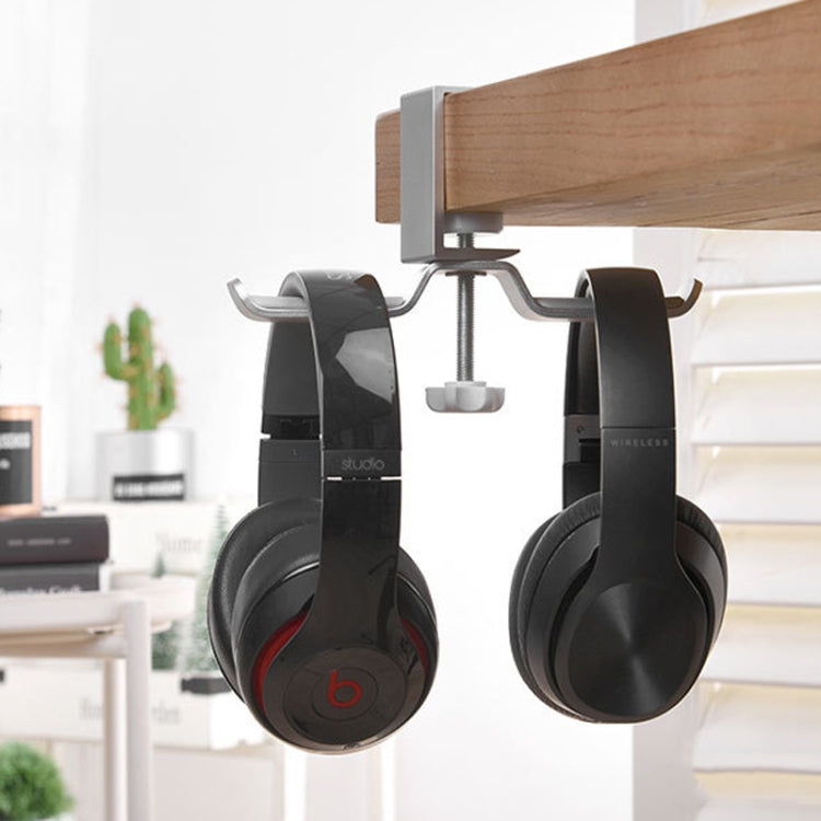 Headphone Hanger with Rotating Design and Secure Installation in Silver