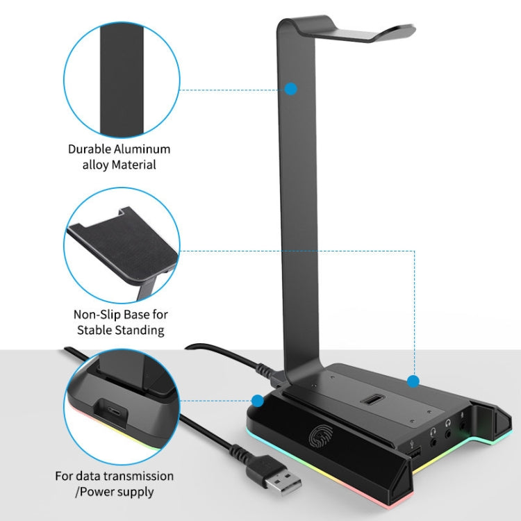 Detachable Gaming Headset Bracket with RGB Lighting and USB Interface