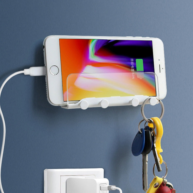 Wall-Mounted Phone and Tablet Holder with Charging Base (White)
