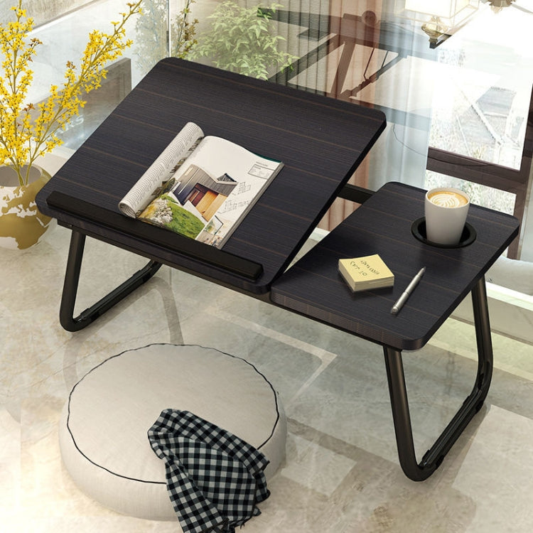 Adjustable Folding Laptop Desk with Cup Holder - Black Gold Wire Design