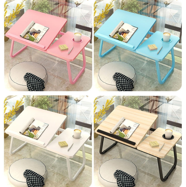 Adjustable Folding Laptop Desk with Cup Holder - Aurora White, Size: 55x32x25cm