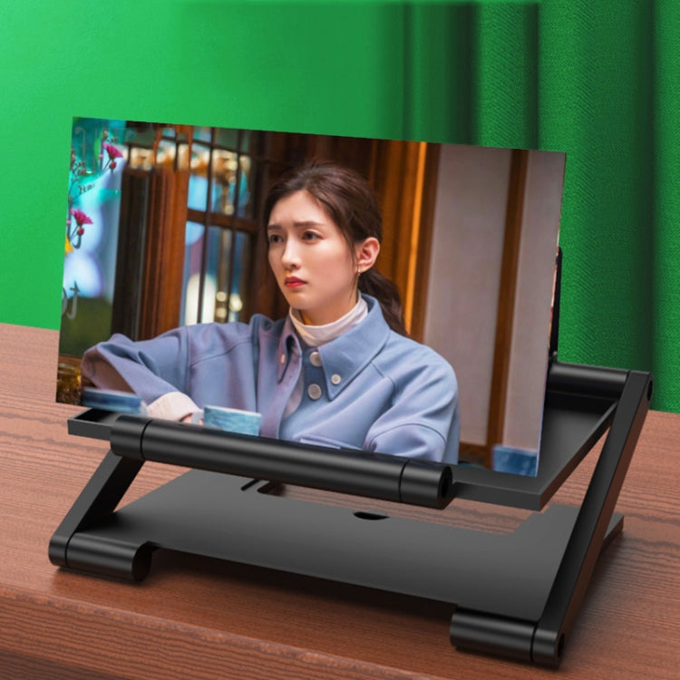 8-Inch Portable Folding Mobile Phone Screen Amplifier with Anti-Blue Light and 3D Amplification (Black)