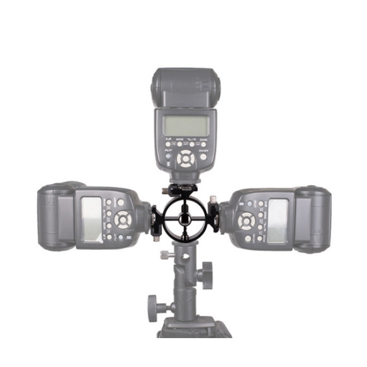 3-Way Triple Head Hot Shoe Mount Adapter for Flash and Light Stand