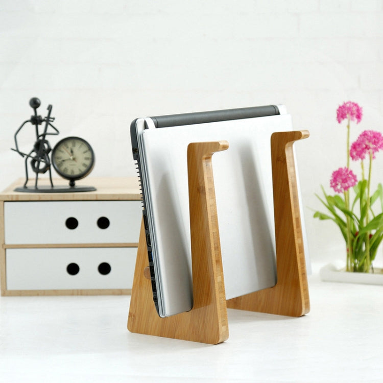 Bamboo and Beech Wood Computer Cooling Bracket and Tablet Desktop Storage Rack