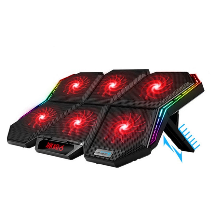 CoolCold RGB Laptop Cooling Base with Six Adjustable Fans and Colorful Lighting