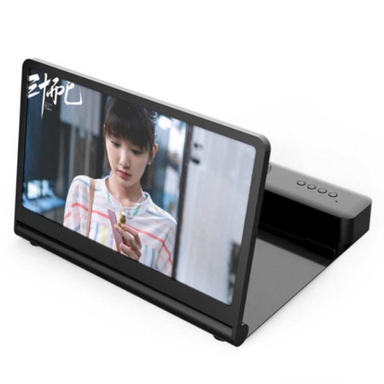 3D Mobile Phone Screen Amplifier with Bluetooth Speaker and Desktop Stand in Black