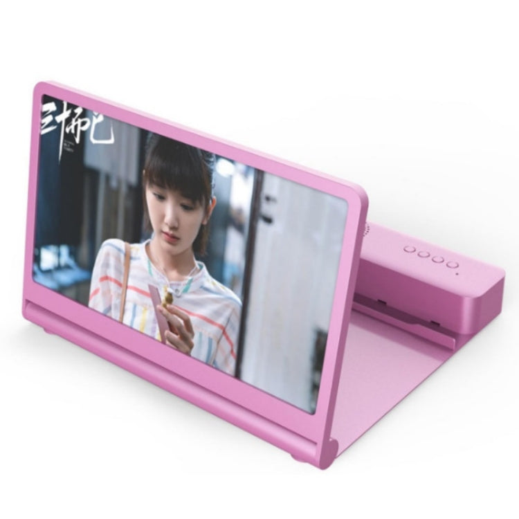 3D High-Definition Mobile Phone Screen Amplifier with Bluetooth Speaker and Desktop Stand (Pink)