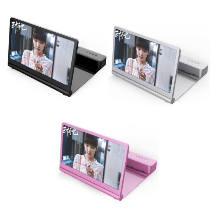 3D Mobile Phone Screen Amplifier with Bluetooth Speaker and Desktop Stand in Black